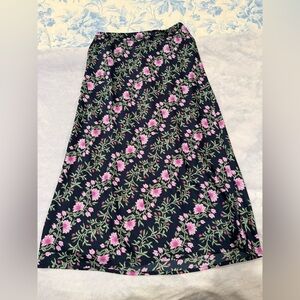 J. Crew Factory -Navy and Pink Floral A-Line Skirt
